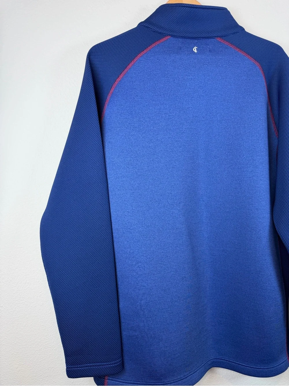 Criquet Quarter Zip Pullover Blue Raglan Long Sleeve Performance Shirt Sz Large